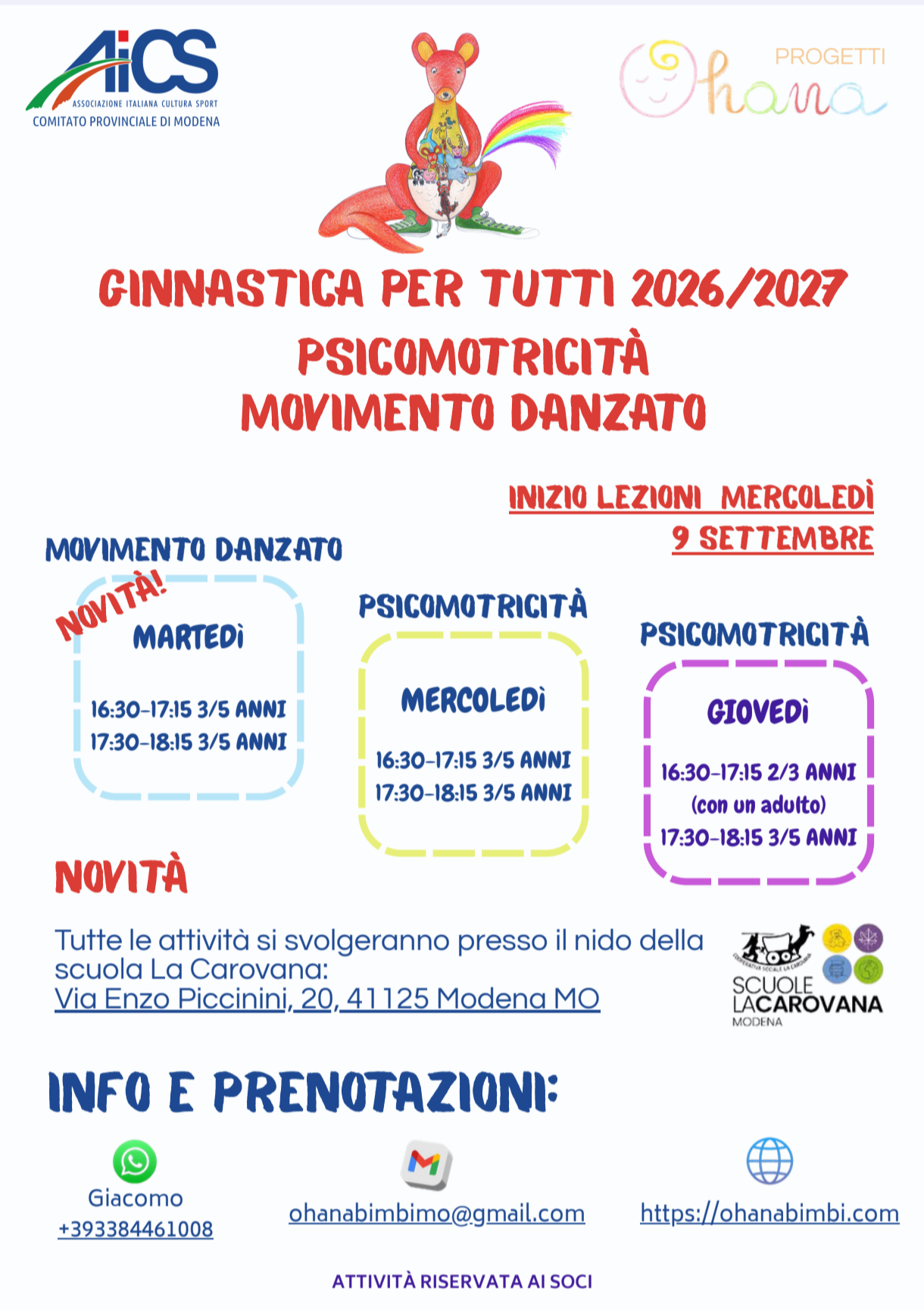 Orari Ohana bimbi 2026/27